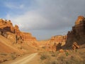 Road in red Canyon Charyn (Sharyn) National Park Royalty Free Stock Photo